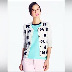 Kate Spade Cream and Black Bow Cardigan Sweater